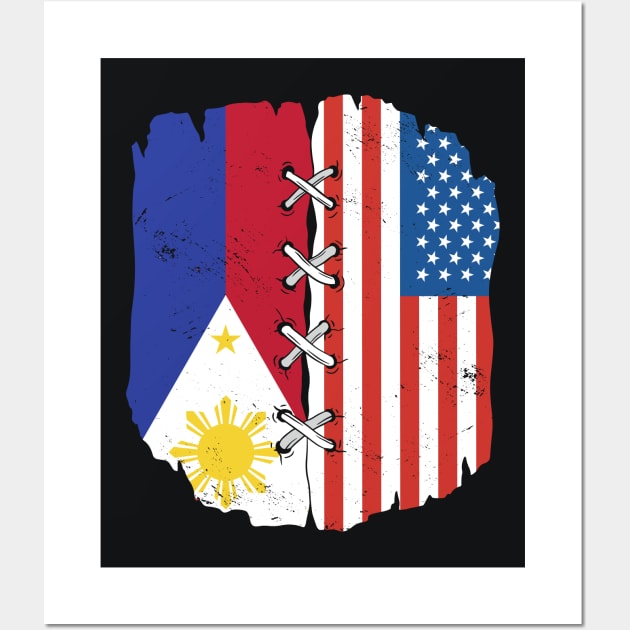 Filipino American Pride with US and Philippines Flag Wall Art by Now Boarding